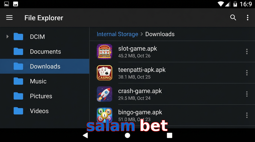 Main screen of Salam Bet gameapk page for PK players