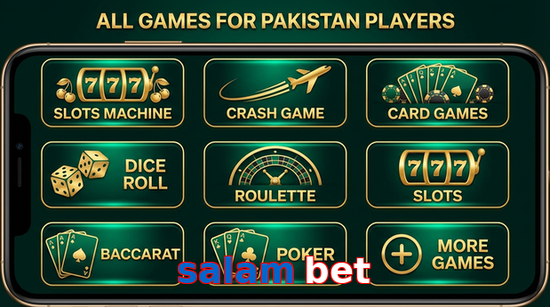 Main screen of Salam Bet games page for PK players